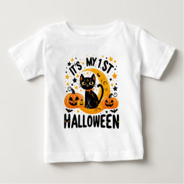 初代ハロウィンカボチャ黒猫 ベビーTシャツ