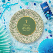 初共生緑のフェイク金ゴールドの緑の葉 ペーパープレート (パーティー)