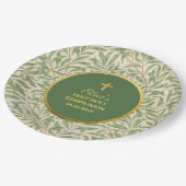 初共生緑のフェイク金ゴールドの緑の葉 ペーパープレート (アングル)