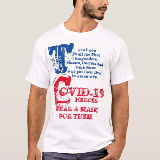 初動応援者、ナース、医師ありがとう Tシャツ (正面)