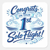 初単独飛行おめでとう スクエアシール (正面)