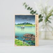 初夏の雨。川瀬蓮井。1932年の川の風景 ポストカード (スタンド正面)