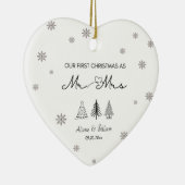 初婚夫婦としての第1回のクリスマス結婚した セラミックオーナメント (右)