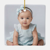 初年度のベビーガール写真コラージュ可愛い両面 セラミックオーナメント (裏面)