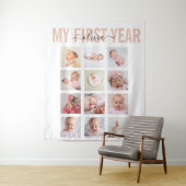 初年度のベビーガール名12フォトコラージュ タペストリー (インサイチュ)