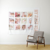 初年度のベビーガール名12フォトコラージュ タペストリー (インサイチュ(横))