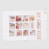 初年度のベビー名12フォトコラージュ ゴルフタオル (横)