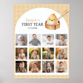初年度の小さな餃子の写真マイルストーンのサイン ポスター (正面)