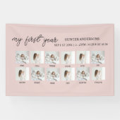 初年度の12写真ピンク | ベビー初年度 横断幕 (横)