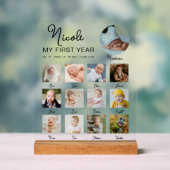 初年度ベビー12ヶ月誕生日写真コラージュ アクリルサイン (ニュートラル)