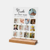 初年度ベビー12ヶ月誕生日写真コラージュ アクリルサイン (傾斜)