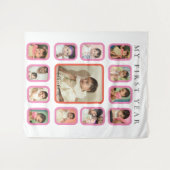 初年度12ヶ月のベビー写真コラージュ タペストリー (正面(横))