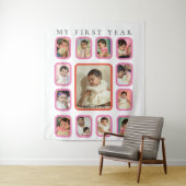初年度12ヶ月のベビー写真コラージュ タペストリー (インサイチュ)