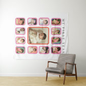 初年度12ヶ月のベビー写真コラージュ タペストリー (インサイチュ(横))