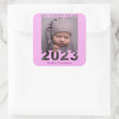 初年度2023年切り出しモダンベビーフォトピンク スクエアシール (バッグ)