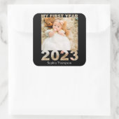 初年度2023年切り出しモダンベビーフォトブラック スクエアシール (バッグ)