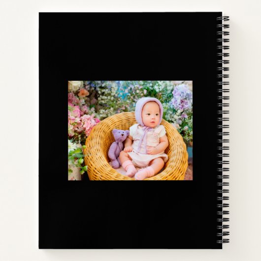 初年度2023年切り出しモダンベビーフォトブラック ノートブック (裏面)