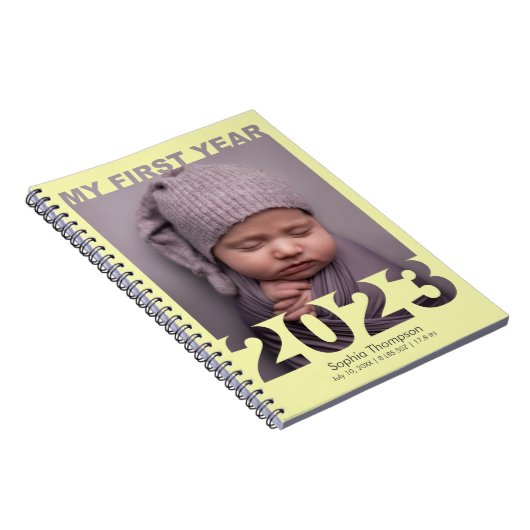 初年度2023年切り出しモダンベビー写真黄 ノートブック (右側)