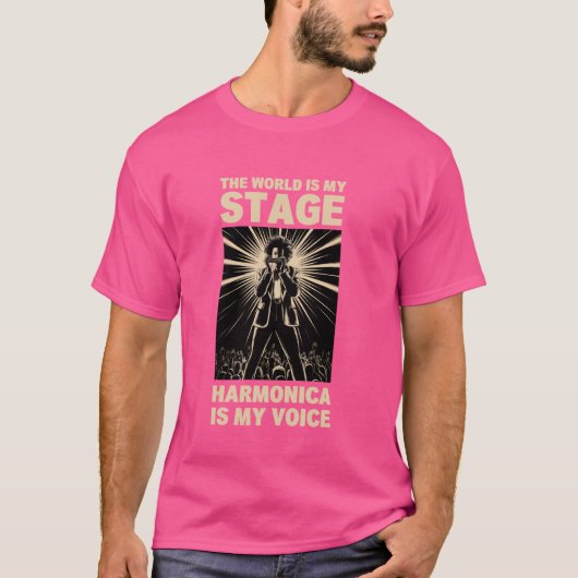 初心者のためのハーモニカ 口笛奏者 ハーモニカ Tシャツ (正面)
