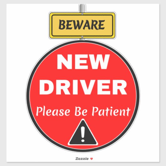初心者の新しいドライバのサイン – 忍耐と注意 シール (シート)