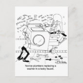 初心者の配管工が座金を取り付ける ポストカード (正面)