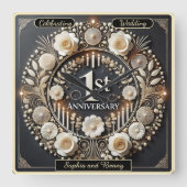 初恋の美しい花輪 スクエア壁時計 (正面)