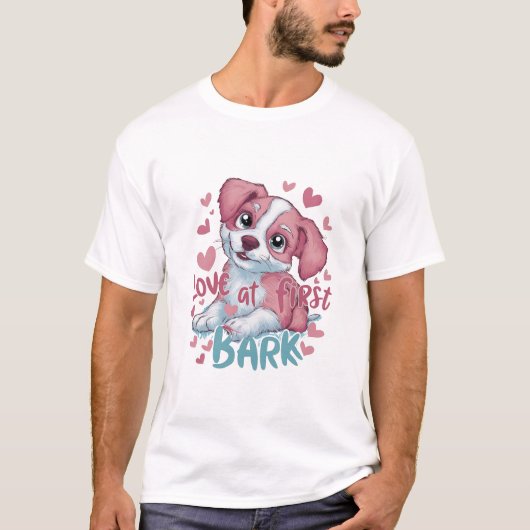 初恋はワンファーストバーク：子犬の愛 Tシャツ (正面)