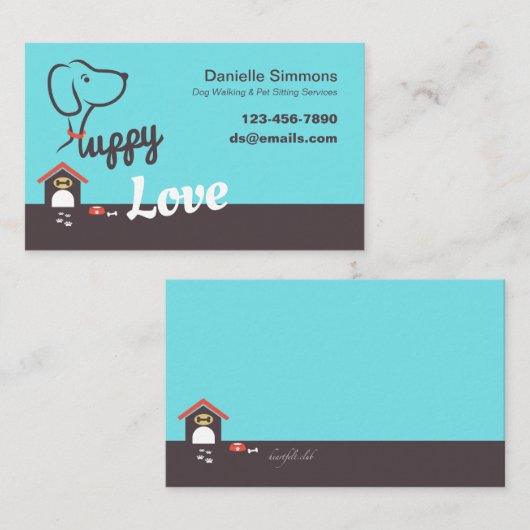 初恋犬の着席の名刺 名刺 (正面/裏面)
