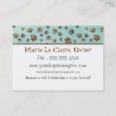 "初恋"、ブラウンの子犬の足の芸術の小犬のデイケア 名刺 (裏面)