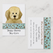 "初恋"、ブラウンの子犬の足の芸術の小犬のデイケア 名刺 (正面/裏面)