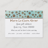 "初恋"、ブラウンの子犬の足の芸術の小犬のデイケア 名刺 (裏面)