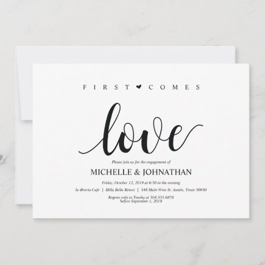 初恋、来婚約パーティ招待状 招待状 (正面)