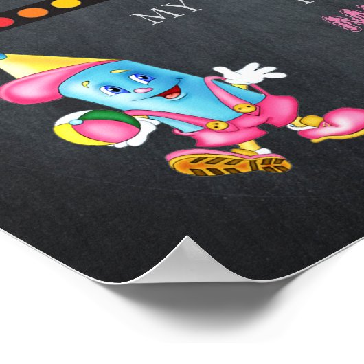 初日の幼稚園の女の子，黒板サイン，写真， ポスター (角)