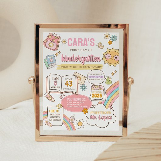 初日の新学期ボード標識 ポスター