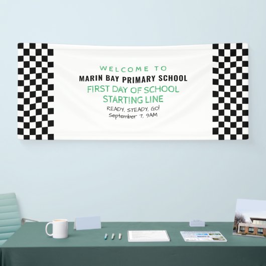 初日の開始行の開始新学期 横断幕 (トレードショー)