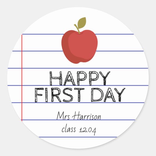 初日新学期先生Cookie ラウンドシール (正面)