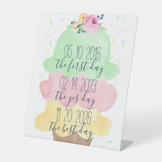 初日、日、最高のYes日アイスクリームブライダル 台座サイン (正面)