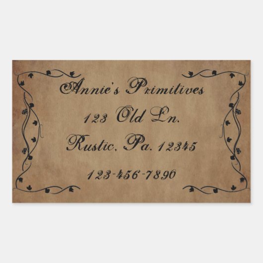 初期のつる植物シール 長方形シール (正面)