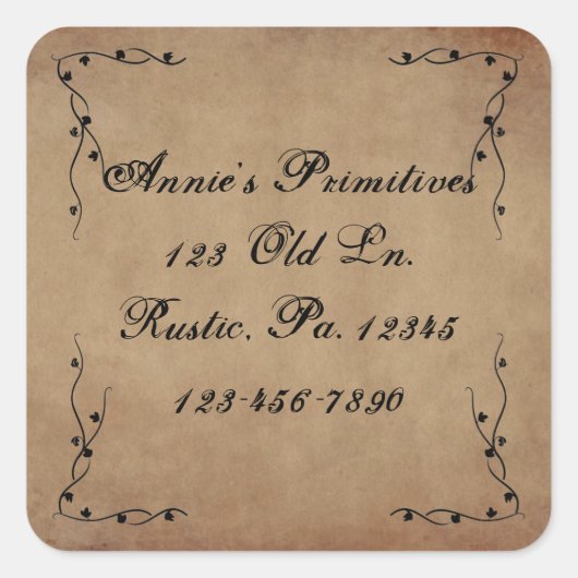 初期のつる植物スクエアステッカー スクエアシール (正面)