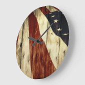 初期のなアメリカの納屋の木製の米国旗 ラージ壁時計 (傾斜)