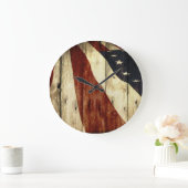 初期のなアメリカの納屋の木製の米国旗 ラージ壁時計 (ホーム)