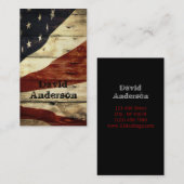 初期のなアメリカの納屋の木製の米国旗 名刺 (正面/裏面)