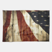 初期のなアメリカのwoodgrainの米国旗 キッチンタオル (横)