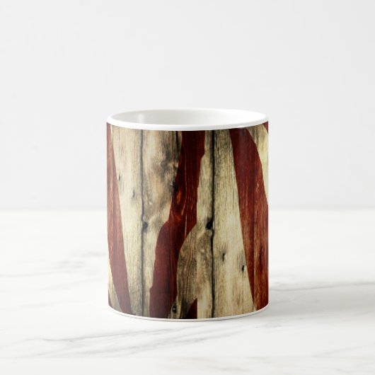 初期のなアメリカのwoodgrainの米国旗 コーヒーマグカップ (中央)