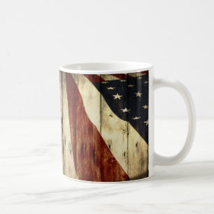 初期のなアメリカのwoodgrainの米国旗 コーヒーマグカップ