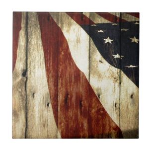 初期のなアメリカのwoodgrainの米国旗 タイル