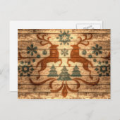 初期のなトナカイの雪片の北欧人のクリスマス シーズンポストカード (正面/裏面)