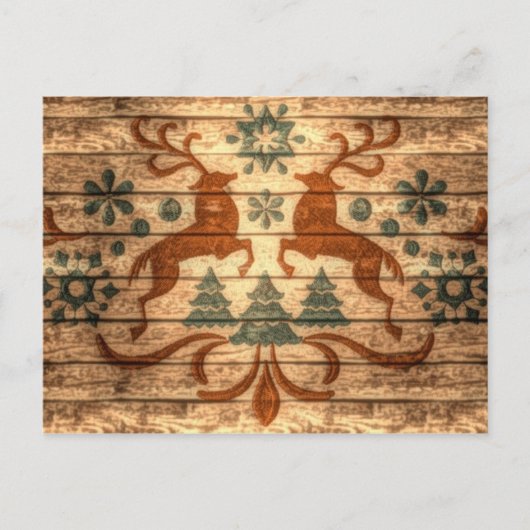 初期のなトナカイの雪片の北欧人のクリスマス シーズンポストカード (正面)