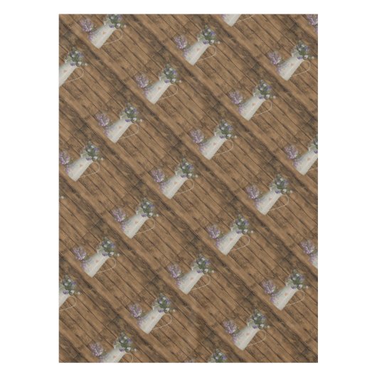 初期のな国のラベンダーの素朴な納屋木 テーブルクロス (正面)