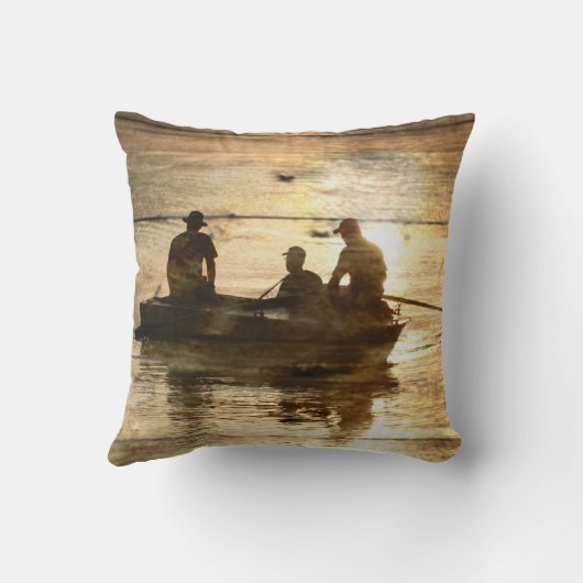 初期のな国湖のボートのカヌーの魚釣り クッション (裏面)